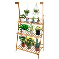 Skecten® Pflanzenständer Blumenregal faltbar Blumentreppe Hängendes Pflanzenregal 3 Etagen Holz für Balkon Wohzimmer Mehrere von SKECTEN