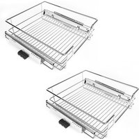Skecten® Teleskopschublade 2er-Set，Küchenschublade aus Metal，Teleskop Küchen Regal Schublade，Schlafzimmerschublade，für Schrankbreite 41cm (41×41×14cm） von SKECTEN