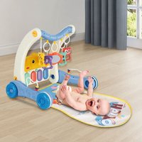 Skecten - 2 in 1 Lauflernhilfe Lauflernwagen Spielmatte mit Spielbogen und Musik Lernspielzeug für Baby Blau von SKECTEN