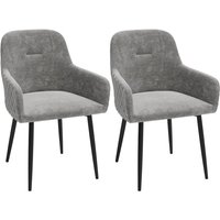 Skecten - 2er Set Esszimmerstühle Küchenstühle Retro Polsterstuhl mit Rückenlehne & Armlehne Samt grau von SKECTEN