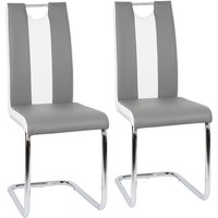 2er set Esszimmerstühle Set Freischwinger Stühle Schwingstuhl Hochlehner Esszimmer[Grau und Weiß] von SKECTEN
