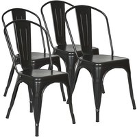 4er Set Esszimmerstuhl stapelbar,Metall Industriedesign schwarz von SKECTEN