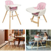 Kinderhochstuhl 2 in 1,Babystuhl,Beine aus Holz,Ergonomische Sitzlehne,ab 6 Monate bis 4 Jahre,Rosa von SKECTEN