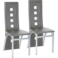 Esszimmerstühle 2 Set Stuhl Küchenstuhl Esszimmerstuhl Wohnzimmerstühle Kunstleder Hochlehner Grau von SKECTEN
