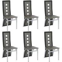 Skecten - Esszimmerstühle 6er-Set,aus Kunstleder, für Küche, Esszimmer,grau+Schwarz von SKECTEN