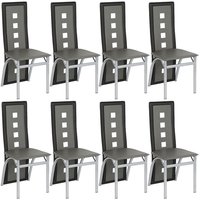 Skecten - Esszimmerstühle 8er-Set,aus Kunstleder, für Küche, Esszimmer,grau+Schwarz von SKECTEN