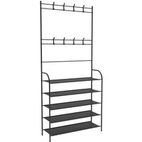 Garderobe 5 Lagen mit Schuhablage Metall 80×25×172cm schwarz - Skecten von SKECTEN