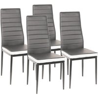 Skecten - 4er Set Esszimmerstuhl, Stühle, Küchenstuhl, Hochlehner ,Wartezimmer Stuhl,grau+weiß von SKECTEN