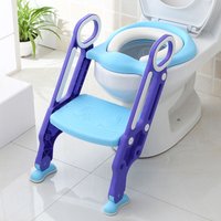 Töpfchentrainer Kinder-Töpfchen Toilettensitz mit Treppe Rutschfest stabil klappbar und höhenverstellbar (Blau Lila) von SKECTEN