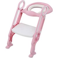 Töpfchentrainer Kinder-Töpfchen Toilettensitz mit Treppe Rutschfest stabil klappbar und höhenverstellbar (Rosa） von SKECTEN