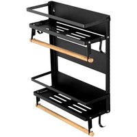 Wandmontiertes Küchenregal Magnetische Anziehungskraft 40×30×11CM Schwarz von SKECTEN