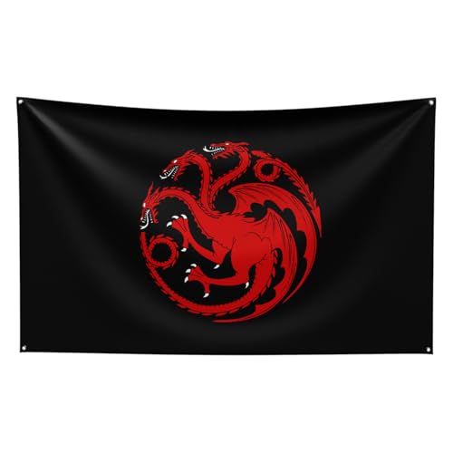 SKELASIRAL Haus-Targaryen-Flagge, 90 x 152 cm, Dekoration für Innen- und Außenbereich, Dekoration für Wohnheim, Party-Banner SKELASIRAL Haus-Targaryen-Flagge, 90 x 152 cm, Dekoration für Innen- und Außenbereich, Dekoration für Wohnheim, Party-Banner von SKELASIRAL