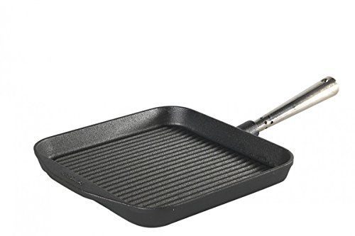 Skeppshult Gusseisen Grillpfanne eckig Edelstahlgriff 25x25cm, für alle Herdarten geeignet (auch Induktion) von SKEPPSHULT