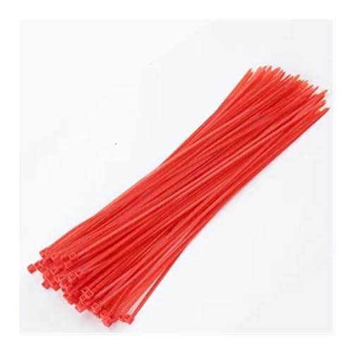 100 Stück 3/4 x 100/150/200 selbstsichernde Nylon-Kabelbinder, Kunststoff-Kabelbinder, Drahtbindung, Wickelbänder, DIY-Kabelbefestigung, Organizer, bunt (Color : Red, Size : 3x200mm) von SKEPPY