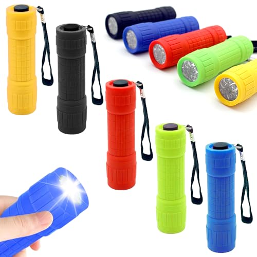 SKIKHN 10 Stück Mini Taschenlampe Kinder, Mini LED Taschenlampe mit 9 LED und 3 Modi, Camping Handlampe mit Lanyard, Wasserdicht Taschenlampe, Taschenlampe Kleine für Camping Outdoor Wandern Notfälle von SKIKHN