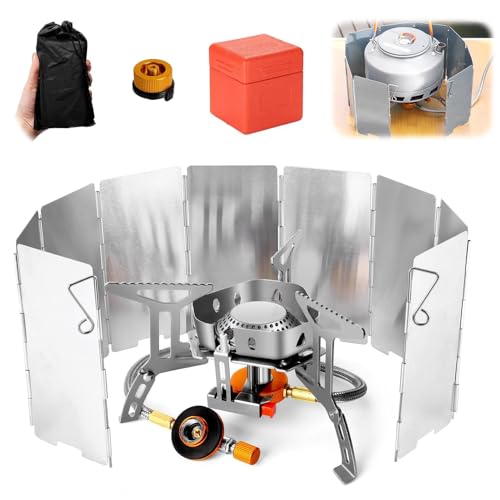 SKIKHN Campingkocher 3500W, Gaskocher mit Piezozündung, Klappbare Windschutzscheiben und Adapter Gasherd, Klein Faltbar Winddichter Camping Gaskocher, Gasflasche für Trekking Picknick Outdoor SKIKHN Campingkocher 3500W, Gaskocher mit Piezozündung, Klappbare Windschutzscheiben und Adapter Gasherd, Klein Faltbar Winddichter Camping Gaskocher, Gasflasche für Trekking Picknick Outdoor von SKIKHN