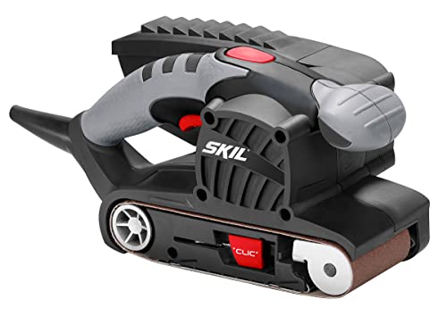 Skil Bandschleifer 1215 AA (650 W, 76 x 457 mm, automatische Bandzentrierung, +Schleifrahmen, + Staubsauger-Adapter + Staubauffangbehälter) von SKIL