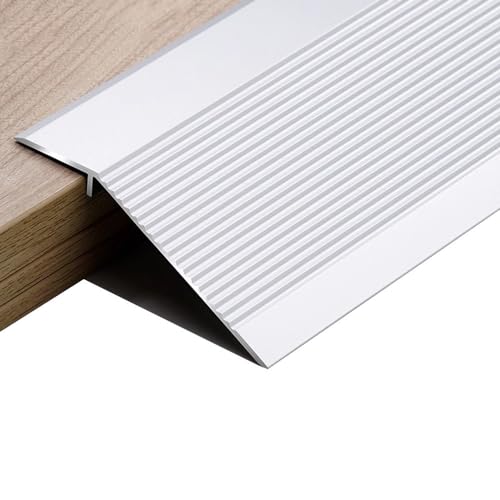 SKINCATE Übergangsleiste Boden-Übergangsprofil 1-4cm Höhenausgleichsprofil Aluminium Übergangsschiene Extra Breit 10cm Holz-zu-Fliesen Abdeckleiste(Color:Bright Silver) von SKINCATE