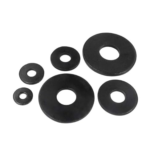 1/50 Stück M3 M4 M5 M6 M8 M10 M12 M14 M16 Schwarz Groß Übergröße Groß Breiter Flache Unterlegscheibe Einfache Dichtung for Wasserhahnrohr Wasserschlauch(50pcs M4x12x1) von SKINPA