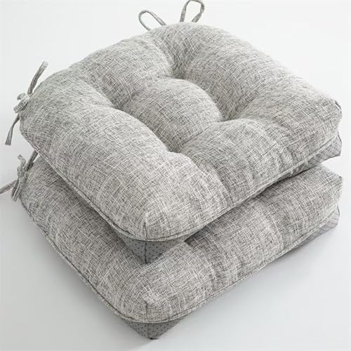 2er-Pack Sitzkissen for den Außenbereich, saisonale getuftete Stuhlkissen, mit Bändern for die Terrasse im Innen- und(Gray 1) von SKINPA