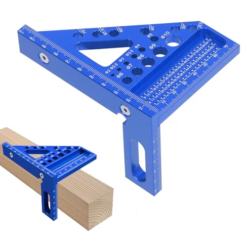 3D-Mehrwinkel-Messlineal, Gehrungsdreieckslineal aus Aluminiumlegierung, Winkelmesser for die Holzbearbeitung for Ingenieure, Schreiner und Handwerker(Blue) von SKINPA
