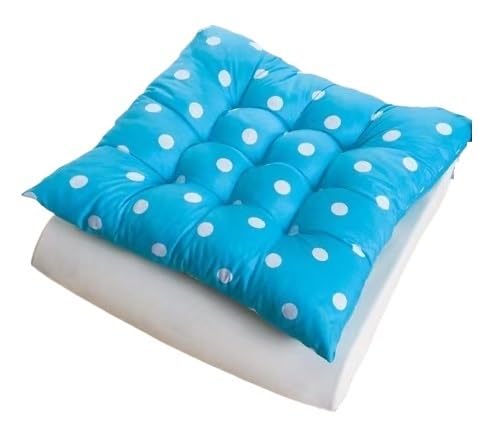 6er-Set Stuhlpolster for Garten und Küche, Sitzpolster for Stühle mit Bändern, Esszimmerstuhlkissen for Anbinden (gepunktet) – gestepptes Design, 40 x cm(Blue) von SKINPA