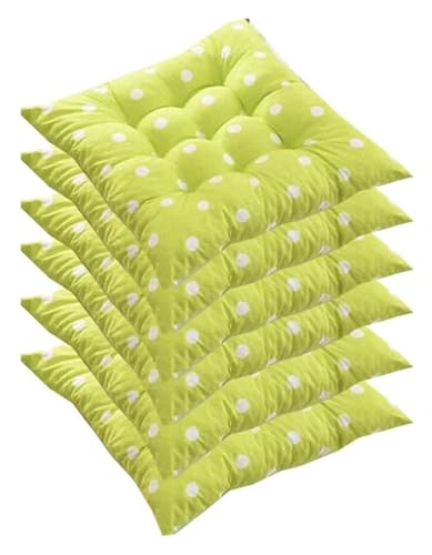 6er-Set Stuhlpolster for Garten und Küche, Sitzpolster for Stühle mit Bändern, Esszimmerstuhlkissen for Anbinden (gepunktet) – gestepptes Design, 40 x cm(Green) von SKINPA