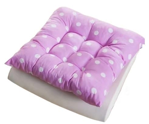 6er-Set Stuhlpolster for Garten und Küche, Sitzpolster for Stühle mit Bändern, Esszimmerstuhlkissen for Anbinden (gepunktet) – gestepptes Design, 40 x cm(Pink) von SKINPA
