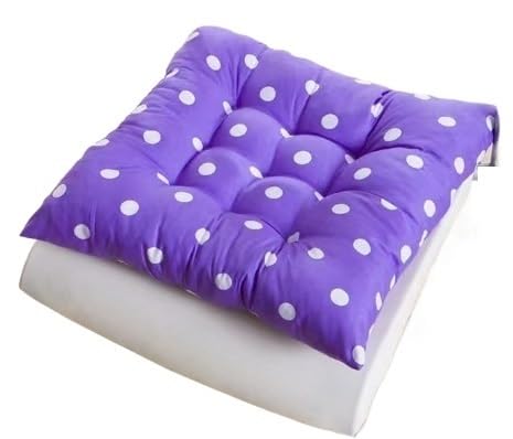 6er-Set Stuhlpolster for Garten und Küche, Sitzpolster for Stühle mit Bändern, Esszimmerstuhlkissen for Anbinden (gepunktet) – gestepptes Design, 40 x cm(Purple) von SKINPA