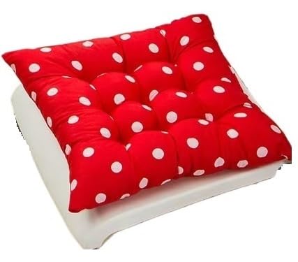 6er-Set Stuhlpolster for Garten und Küche, Sitzpolster for Stühle mit Bändern, Esszimmerstuhlkissen for Anbinden (gepunktet) – gestepptes Design, 40 x cm(Red) von SKINPA