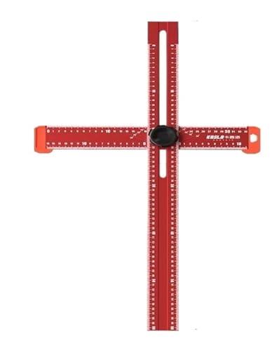 Holzbearbeitungslineal, 2-in-1 verstellbares T-Quadrat, Winkellineal, T-Typ-Markierungslineal, Markierungsmesslineal for die Holzbearbeitung(Red,60CM/4IN) von SKINPA