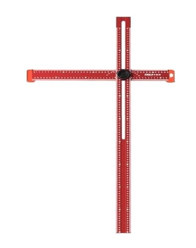 Holzbearbeitungslineal, 2-in-1 verstellbares T-Quadrat, Winkellineal, T-Typ-Markierungslineal, Markierungsmesslineal for die Holzbearbeitung(Red,90CM/35IN) von SKINPA