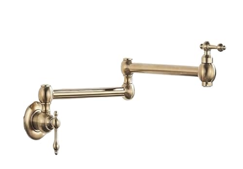 Küchenspüle Wasserhahn for Bar Bauernhaus Gewerbe, Gedrehter Küchenspüle Kaltwasserhahn, Massivmessing Waschbecken Schwenkhahn(Gold) von SKINPA