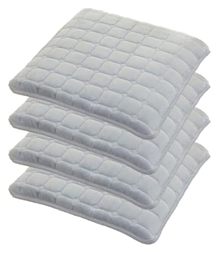 Quadratische Stuhlkissenpolster mit Bändern, 4 cm Dickes Spitzenkissen for Küchen-Esszimmerstuhlpolster und Sitzkissen-Stuhlkissen(Gray,19.7INCH(4PCS)) von SKINPA