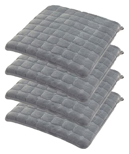 Quadratische Stuhlkissenpolster mit Bändern, 4 cm Dickes Spitzenkissen for Küchen-Esszimmerstuhlpolster und Sitzkissen-Stuhlkissen(Gray 1,15.7INCH(4PCS)) von SKINPA