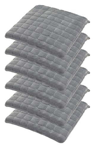 Quadratische Stuhlkissenpolster mit Bändern, 4 cm Dickes Spitzenkissen for Küchen-Esszimmerstuhlpolster und Sitzkissen-Stuhlkissen(Gray 1,15.7INCH(6PCS)) von SKINPA