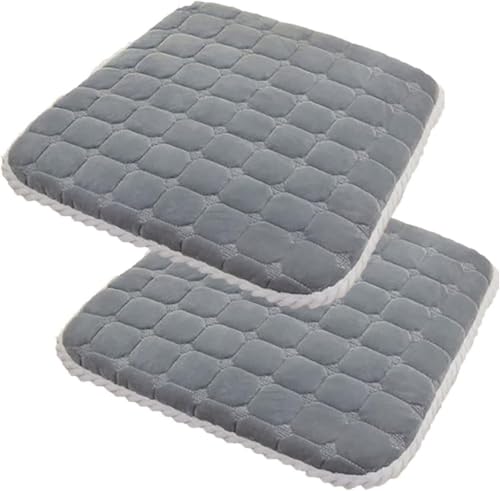 Quadratische Stuhlpolster, 4 cm Dickes Spitzenkissen, rutschfestes Sitzkissen, stapelbares Küchenstuhlkissen mit Bändern(Gray 1,40CM/15.7INCH(2PCS)) von SKINPA