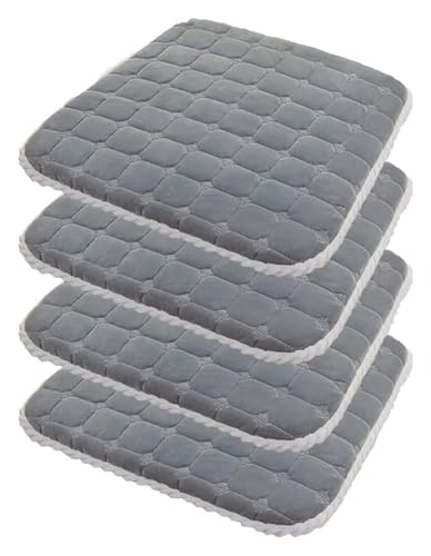 Quadratische Stuhlpolster, 4 cm Dickes Spitzenkissen, rutschfestes Sitzkissen, stapelbares Küchenstuhlkissen mit Bändern(Gray 1,40CM/15.7INCH(4PCS)) von SKINPA