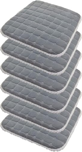 Quadratische Stuhlpolster, 4 cm Dickes Spitzenkissen, rutschfestes Sitzkissen, stapelbares Küchenstuhlkissen mit Bändern(Gray 1,45CM/17.7INCH(6PCS)) von SKINPA