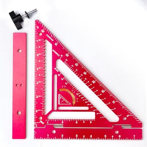 Sparrenwinkel, Zimmermannswinkel aus Aluminiumlegierung, Multifunktionswinkelwerkzeug, Holzbearbeitungswinkel for Zimmerleute, Architekten(Red) von SKINPA