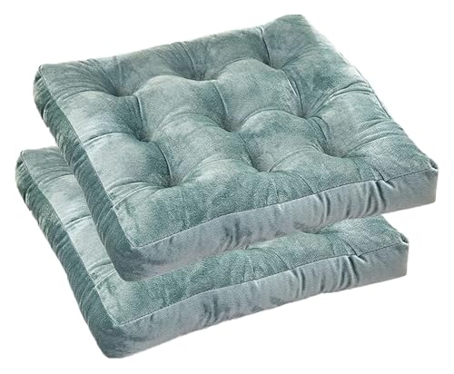 Stuhlkissen in Seeblau, weiche Stuhlpolster aus Kristallsamt, quadratischer Stuhl, Dicke Sitzfläche for Esszimmerstühle, Bürostühle, getuftet(20x20in(Set of 4)) von SKINPA