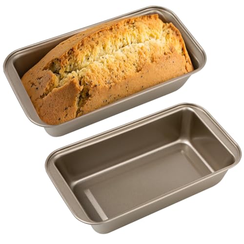 2 Stk Edelstahl Brotbackform, 19.5x9.5x5cm Klein Kastenform Kuchen Backform Rechteckig Kastenform Brot Brotbackformen mit Antihaftbeschichtung Brotformen zum Backen für Backofen Heißluftfritteusen von SKIPTHYBER