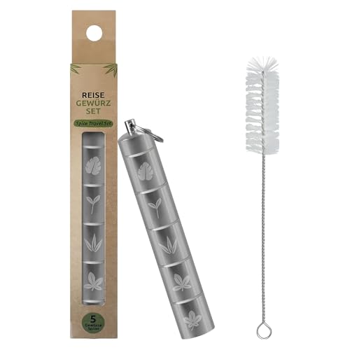 Mini Gewürzgläser Set mit Deckel 5-in-1 Wasserdichte, Kleine & Leichte Aluminium Gewürz-Dosen Edelstahl Tragbare Gewürzdosen für Outdoor Picknick, BBQ,Reise Spice Jars Gewürzstreuer Mini Gewürzgläser Set mit Deckel 5-in-1 Wasserdichte, Kleine & Leichte Aluminium Gewürz-Dosen Edelstahl Tragbare Gewürzdosen für Outdoor Picknick, BBQ,Reise Spice Jars Gewürzstreuer von SKIPTHYBER