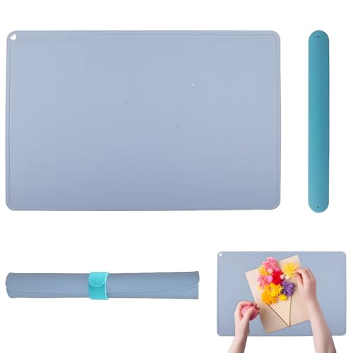 Silikon Malunterlage, Bastelunterlage Kinder 60x40 cm, Malunterlage mit Magnetischer Absorptionsclip, Wiederverwendbare Malmatte Blatt Matte, für Basteln, Malen, Platzset, Tischmatte von SKIPTHYBER
