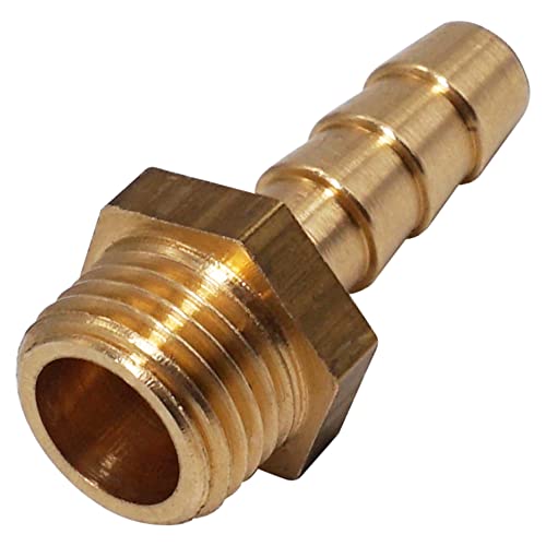 SKIR'CO (1 Stück) Außengewinde Widerhaken Messing Fitting 1/4 Zoll x 8 mm, Schlauch Widerhaken Adapter, Schlauchschwanz Anschluss, BSP Gewinde von SKIR'CO