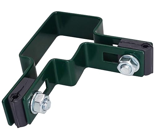SKIR'CO (10 Stück) Grüne Klemmschellen eckig 40 x 60 mm Eckklemmen für Zaunpfosten Schellen für geschweißte Drahtgitterplatten Farbe RAL 6005 von SKIR'CO
