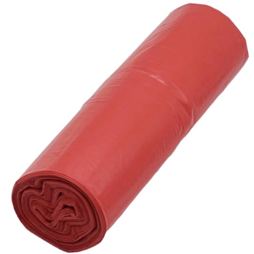 SKIR'CO (10 Stück) Müllsäcke 60 Liter, rote Müllsäcke 60 x 72 cm, Müllbeutel, rote Abfallsäcke von SKIR'CO