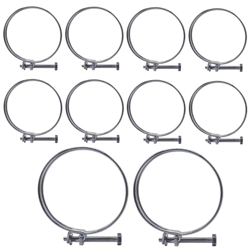 SKIR'CO (10 Stück) Verstellbare Doppeldraht-Schlauchschellen 70-75 mm, verzinkte Stahl-Schlauchschellen, Schlauchschellen mit verstellbarem Durchmesser von SKIR'CO