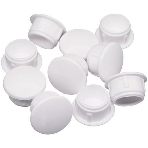 SKIR'CO (10 Stück) Weiß Kunststoff Lochstopfen 11mm Bohrloch Abdeckkappen Möbellochstopfen Schraublochstopfen von SKIR'CO