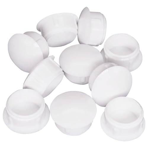 SKIR'CO (10 Stück) Weiß Kunststoff Lochstopfen 13 mm Bohrloch Abdeckkappen Möbellochstopfen Schraublochstopfen von SKIR'CO